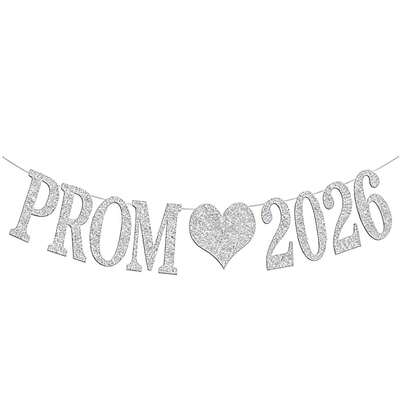 Prom 2026 Banner, 2026 Prom Night Bunting Decorations, Class Of 2026 Graduation Party Decorations, College High School Grad Party Supplies, Gold Glitter