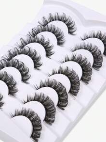 7 Pairs Fashionable Criss-Cross False Eyelashes - Black - View 2