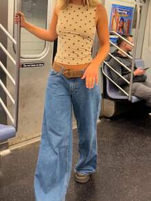 Women's Y2k Polka Dot Tank Top Sleeveless Round Neck Slim Fit Vest Crop Tops Summer Basic Going Out Tops Tee Party Streetwear - 米色 - 查看 4