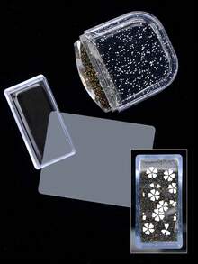 美甲印花工具套装，透明极光雪花硅胶印章，美甲钢板印花DIY，大小美甲印章和刮板 - 無色 - 查看 3