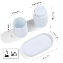 3 pièces Set d'accessoires de salle de bain, distributeur de savon, porte-brosse à dents, plateau, décoration minimaliste moderne pour l'organisation du comptoir de salle de bain - Noir - Voir 11