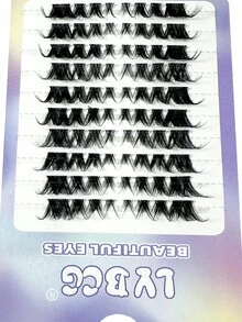 10盒/80片 DIY狐狸款单根假睫毛，C型卷翘，8mm/10mm/12mm/14mm混合长度，DIY睫毛嫁接，自然妆效，自粘式，蓬松纤细，人造貂毛，手工制作，适合日常或派对DIY，可重复使用的睫毛簇，单根假睫毛 - C - 查看 5