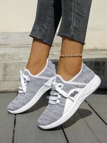Giày thể thao mùa hè thoáng khí bằng lưới dành cho nữ, giày sneaker đế mềm nhẹ, giày chạy bộ dành cho học sinh. - Xám - Xem 4