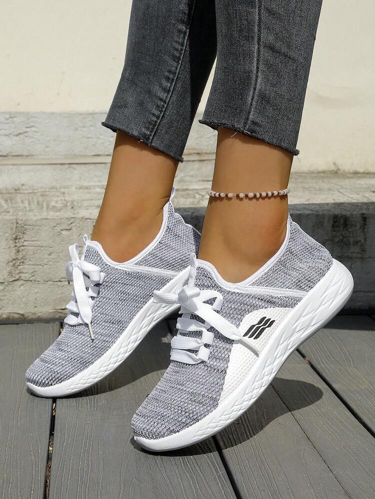 Giày thể thao mùa hè thoáng khí bằng lưới dành cho nữ, giày sneaker đế mềm nhẹ, giày chạy bộ dành cho học sinh. - Xám - Xem 3