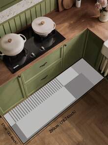 1pc Silica Gel Kitchen Mat With Layered Gray Blocks And Parallel Striped Modern Minimalist Design, Luxurious And Fashionable, Cushioning And Anti-Fatigue Kitchen Carpet With Surface Fabric, Middle Sponge Absorbent Material, And Bottom Rubber Material That Is Easy To Clean - Multicolor - View 10