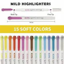 15-Color Highlighter Pen Set With 4 Black Ballpoint Pens, Large Capacity, Quick-Drying, Durable For Students - Multicolor - View 5