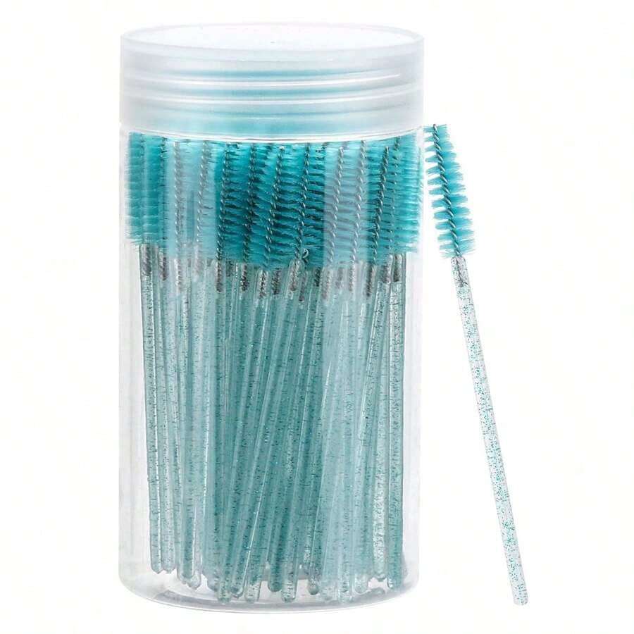 100 Pcs Disposable Mascara Wands, Crystal Eyebrow Spoolies Brush For Eyelash Extensions, Black Lash Brushes With Container,Eyebrow Brush,Eyeshadow Brush,Spoolie,Spoolie Brush,Giveaways - 粉色 - 查看 1