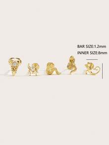 1 pièce Boucles d'oreilles à clous délicates et à la mode avec motif animal, convient pour le port quotidien des femmes - Multicolore - Voir 6