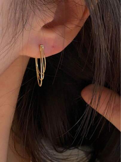 1 par de pendientes con cadena de metal, estilo europeo y americano personalizado de moda, largos, adecuados para mujeres y niñas, accesorios para viajes, bodas, fiestas, regalos de cumpleaños y Navidad