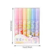 Bộ 6 bút dạ quang hương trái cây, thiết kế đầu bút vát mềm mại, tông màu nhẹ nhàng, khô nhanh, không lem, thích hợp cho viết nhật ký, vẽ tranh, phác thảo và đánh dấu. - A - Xem 6