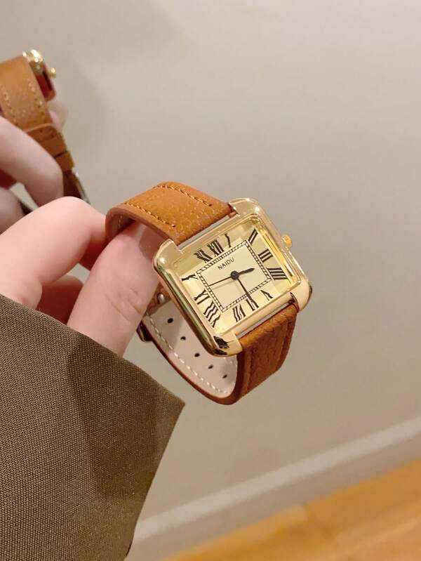 Reloj de cuarzo cuadrado para mujer con diseño retro de moda y nicho artístico, la mejor opción para regalos de uso diario, reuniones de ocio