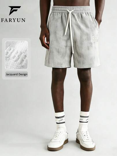 男士宽松直筒扎染3D字母休闲短裤，适合日常穿着、轻度运动和夏季度假外出