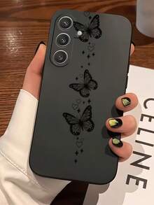 1个可爱黑色镂空蝴蝶直边液态硅胶手机壳，兼容三星Galaxy S26 S25 S24 Ultra S24 Plus S24 FE S23 S22 A55 A54 A53 A52 A50 A30 A42 A35 A34 A33 A25 A24 A20 A30 A15 A17、Smart 8/ Hot 40i/ Spark 20/ Spark 20C/ Spark Go 2024/ Moto G84/荣耀X9b X9A X9D X7B X9C X6A 8X X7 X8 X8C X8B Y9S Y9A Y7P Y7P/1+ - 黑色 - 查看 3