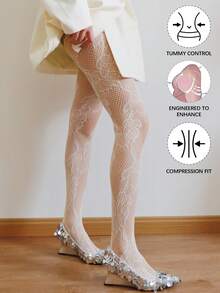 Mẫu mới Xuân/Hè gồm tất lưới Jacquard khoét lỗ dành cho nữ, quần tất kiểu retro, giúp thon gọn đôi chân. - Nhiều màu - Xem 12