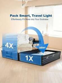 Portable Travel Storage Bag, Large Capacity Compression Bag, Reusable Vacuum Storage Bag, Foldable Organizer Cubes, Printed Luggage Bag, Dust/Moisture/Moth Proof, Space Saving, Suitable For Clothes, Blankets, Shirts, Bedding, Bedroom, Closet, Bathroom, Outdoor Gear, Home Organization, Back To School, Travel Essentials - Multicolor - View 10