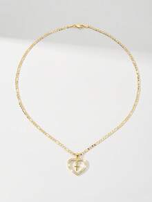Dây chuyền thánh giá dành cho nữ với khung hình trái tim và đá Zirconia đính kèm, nhỏ nhắn và tinh tế với kết cấu mịn, đá Zirconia lấp lánh và chắc chắn, lý tưởng để làm quà tặng và đeo hàng ngày, tượng trưng cho sự bảo vệ và tình yêu. - Vàng - Xem 6