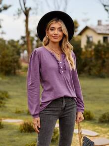 Women Sports Knit Tees & Tanks - Purple - View 2