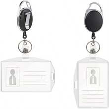 Vicloon ID Card Holder, Can Hold Business Cards, Student ID, Transit Cards, Comes With Retractable Yoyo Lanyard For Secure Carrying, Offers Two Carrying Options - 1 Set - View 1