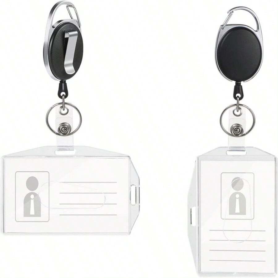 Vicloon ID Card Holder, Can Hold Business Cards, Student ID, Transit Cards, Comes With Retractable Yoyo Lanyard For Secure Carrying, Offers Two Carrying Options - 1 Set - View 1