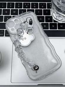Cute Bear Chain Compatible With Apple 15 Apple 14promax Phone Case 12 New 17 Transparent - Clear - View 2