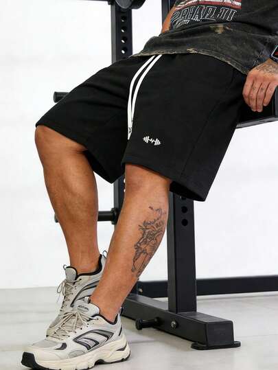 男士加大码纯色休闲街头运动短裤，带口袋，男士宽松直筒休闲裤，男士加大码裤子，加大码运动裤，宽松黑色运动裤，男士运动裤，男士短裤，送给丈夫的礼物