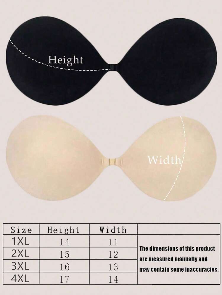 4件装无肩带隐形文胸，适合搭配女士露背连衣裙、夏季服装、度假必备，可重复使用 - 彩色 - 查看 3