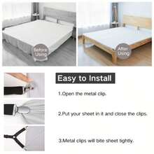 4 kẹp tam giác điều chỉnh được, chống trượt dùng cho ga trải giường - Thích hợp cho đệm sofa và chăn ga gối, dễ vệ sinh, dùng để cố định ga trải giường. - Chốt + Kẹp Đen - Xem 3