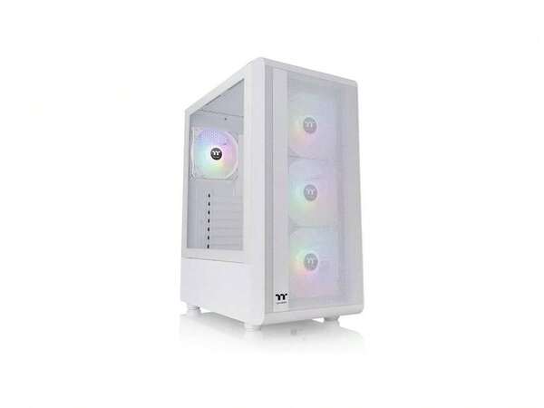 Chasis de computadora de juegos Thermaltake S200 Plus TG ARGB Snow ATX Mid Tower con panel de vidrio templado y ventilador frontal ARGB Lite de 120 mm preinstalado CA-1X2-00M6WN-01