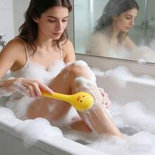 1pc Long Handle Silicone Bath Brush - Soft Bristles For Exfoliating & Massaging Back, Suitable For All Skin Tones, Durable & Easy To Clean Household Bathing Tool, Convenient Design, Hygienic Material, Essential For Home SPA - A - View 7