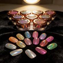 Y2K Holographic Super Shiny Mermaid Nail Powder, Mirror Metal Friction Powder, Holiday DIY Nail Art, Holographic Mirror Powder Nail Art Set - Nhiều màu - Xem 2