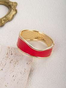1 Piece European And American Fashion Ins Geometric Exaggerated Red Dripping Paint Open Elastic Bracelet, Versatile, Suitable For Daily Wear, Parties, And Vacations - Red - View 15
