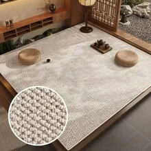 白色仿黄麻地毯，可作日式床垫、茶室地毯、氛围地毯，多种尺寸可选，乔迁礼物、节日礼物，适用于门厅、客厅、餐厅、卧室、浴室、书房、洗衣房、阳台、茶室、窗台、榻榻米等场所，简约优雅，经久耐用，四季皆宜，可机洗。 - 白色 - 查看 3