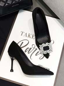 Giày cao gót mũi nhọn dành cho nữ, mẫu mới về mùa xuân/thu, kiểu dáng gợi cảm, gót mỏng, dễ xỏ, màu đen. - màu đen - Xem 1