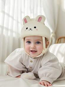 Cute Rabbit Anti-Fall Hat, Baby Anti-Fall Hat, Toddler Walking Safety Helmet, Children's Anti-Collision Head Protection Cap, Toddler Walking Head Protection Anti-Fall Hat, All Season - Beige - View 3
