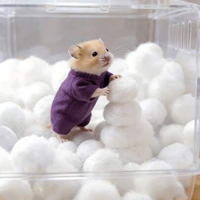 Bộ bóng giữ ấm cho chuột Hamster - Ấm áp và thấm hút nước - Vật liệu làm tổ lý tưởng vào mùa đông cho chuột Hamster, nhím, chuột lang, thỏ, chim và các vật nuôi nhỏ khác.