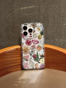 Lips 1pc Airbag Bead Embroidered Pomegranate Lip Pattern Full Coverage TPU Shockproof Phone Case Compatible With Apple 17, 16, 15, 14, 13, 12, 11 Pro Max And Series - Multicolor - View 5