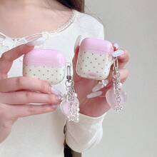 心形图案耳机保护套,心形吊坠耳机套,IMD防震耳机保护壳,适用于 1/2/3/4/Pro - 粉色 - 查看 7