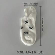 Bow Pattern No-Show Socks 5-Pack - Stretch Invisible Comfort Fit For Women, Multi-Season Wear (Black/Gray/Beige/White/Taupe) - 5pcs(mixed color) - 查看 6