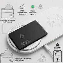 2026 Rechargeable Wireless Smart Ultra-Thin Card Tracker, For Finding My Items (IOS Only), Wallet Anti-Lost Tracker, Item Key Finder, Suitable For Luggage Tag, Passport, Laptop, Bags, GPS Back To School Gift - Black - View 1