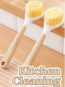 2pcs/Set Multi-Purpose Long Handle Pot Brush, Kitchen Cleaning Brush For Washing Dishes, Pans, Non-Stick Cookware, Practical Household Tool - 2 PC Nylon Pot Brushes With Plastic Handles - View 8