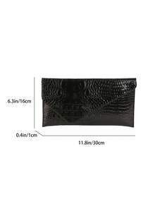 Nueva bolsa de sobre con diseño de nicho de moda con estampado de cocodrilo, bolso de mujer de estilo retro - Negro - Ver 2