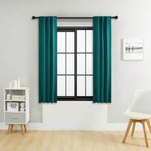 单片装或双片装可选尺寸/系带式窗帘/杆袋式窗帘/可使用夹子/遮光窗帘套装/纯色隔热遮光窗帘/适用于客厅、办公室、家庭、卧室，短款可用作厨房窗帘 - 薄荷藍 - 查看 17
