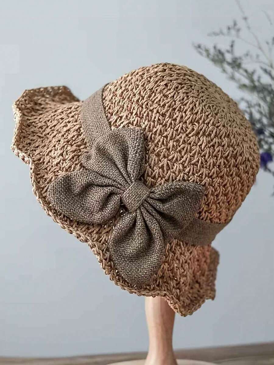 1 chiếc mũ rơm thắt nơ cho nữ, chất liệu sợi polyester, chống nắng, đa năng dùng hàng ngày, đi du lịch ngoài trời, đi biển, thích hợp làm quà Giáng sinh, Ngày của Mẹ, Ngày của Cha, Ngày Nhà giáo, quà sinh nhật cho gia đình và bạn bè, mùa hè. - Nhiều màu - Xem 1