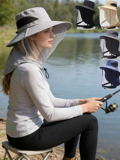 Men's Anti-Mosquito Hat, Fishing Hat, Protective Face Mask, Sun Protection, Breathable Mesh Face Mask, Night Fishing Anti-Insect Hat, Women's Anti-Bee Hat, New Summer Sun Protection Bucket Hat, Outdoor Fashionable Men's Sun Hat