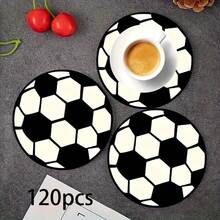 120 piezas Posavasos redondos de PET con diseño impreso en 2D de eventos deportivos de fútbol, adecuados para el patio, la cocina, la sala de estar, reuniones familiares, decoración de mesa, regalo para amigos y familiares en días festivos, adecuados para el Día de San Valentín, bodas, fiestas de cumpleaños, accesorios de decoración del hogar, mejor regalo para amigos - Multicolor - Ver 11