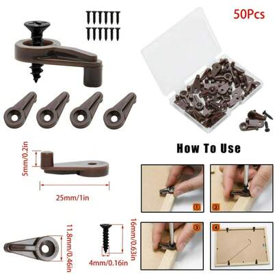 Glass Retainer Clips Kit 50 Pack Brown Window Screen Clips 4-5mm Cabinet Door Fixing Clips With 304 Stainless Steel Screws