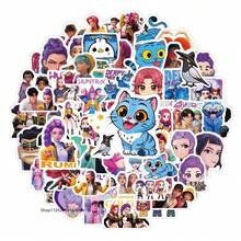 70pcs Idol Cartoon Pattern Waterproof Stickers, Glossy Stickers Suitable For Laptop, Luggage, Water Bottle - Multicolor - View 2