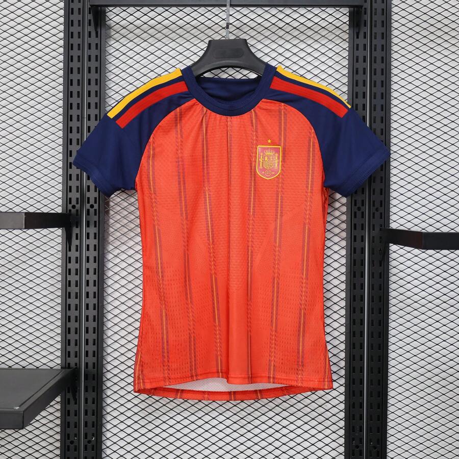 Spain Orange Women's Home Soccer Jersey, Unisex National Team Football Shirt, Retro Streetwear, Couple Matching, Perfect Gifts, Gym Athletic Sports Top - mặc định - Xem 1