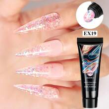 MEET ACROSS 20ml 固体延长胶，指甲加固聚合物，丙烯酸凝胶，闪粉，粉色 UV LED 固化凝胶，快速延长指甲 - 彩色 - 查看 10