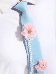 1件装女士时尚花卉仿珍珠链条装饰可爱可调节系带，适合休闲、外出、约会、派对、街拍搭配、节日、旅行等场合。 - 彩色 - 查看 2